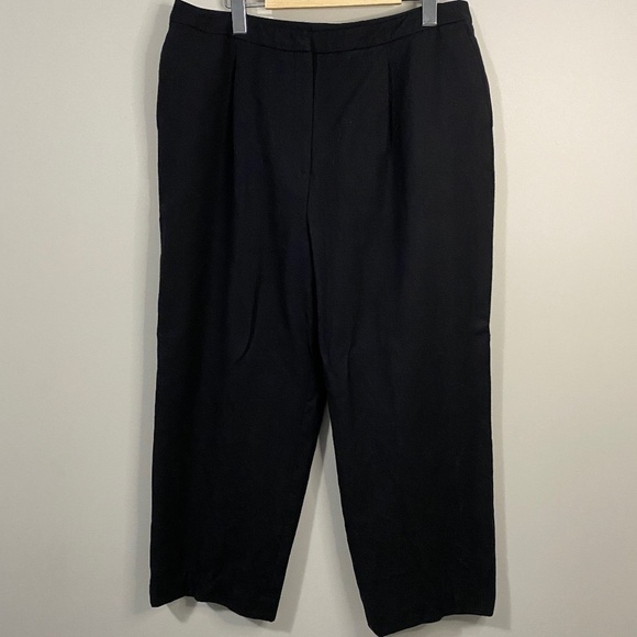 Talbots Women's Black Wool Wide‎ Leg Dress Pants Size 16 Lined Office - Picture 1 of 10